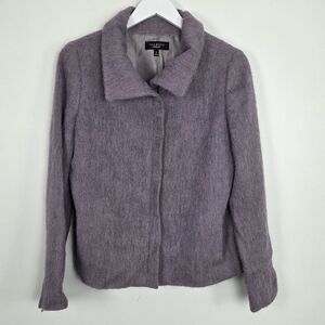 Talbots Jackie Collection Wool Alpaca Mohair Zip-Up Lavender Jacket Size 8